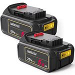 AMICROSS 20V Battery Replacement for Dewalt 20V Battery 5.0Ah, Compatible with DCB206 DCB200 DCB201 DCB204 20 Volt Lithium-Ion MAX DCD/DCF/DCG Series Cordless Tools & Chargers DCB112 DCB115 2-Pack