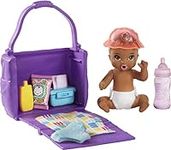 Barbie Skipper Babysitters Inc Doll & Accessories, Feeding & Bath Set with Color-Change Baby Doll, Tub & Accessories