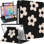 Kidcube for Samsung Galaxy Tab S6 Lite Case 10.4 Inch 2022/2020 for Women Girls Cute Folio Cover with Pencil Holder Girly Flower Floral Design Rotating Stand Pretty Tablet Cases SM-P610/P613/P615/P619