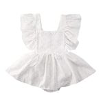 imKutie Baby Girl Romper, Infant Lace Embroidery Ruffle Boho Princess Tulle Dress Half 1st 2nd Birthday Cake Smash Outfits Photoshoot Clothes 0-24 Months White