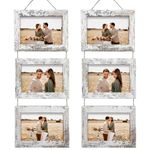 Rexllon 4x6 Wall Hanging Picture Frames Collage with 3 Opening Distressed White Frames 2 Pack