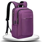 KOPACK Slim Women Laptop Backpack 15.6 in with USB Charging Port Anti Theft Laptop Bag College Purple