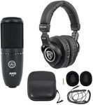 Audiosavings Bundle: AKG P120 Studio Condenser Recording/Live Streaming Microphone Professional Mic Bundle with Rockville PRO-M50 Studio Headphones w/Detachable Coil Cable, Case+Ear Pad (2 Items)