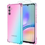 Osophter for Samsung Galaxy A05S Case: with 2pcs Screen Protector two color gradient reinforced corner TPU shock absorption flexible Cell Phone Cover for Galaxy A05S(Pink Teal)