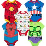 Marvel Avengers Spider-Man Iron Man Captain America Infant Baby Boys 5 Pack Bodysuits Multi 18 Months