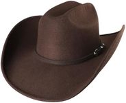 MGupzao Brown Cowboy Hat for Men Women - Western Cowboy Hat Felt Wide Brim Cowgirl Hats Women Belt Buckle Cowgirl Hat for Cosplay, Travel, Fishing, Camping, Biking