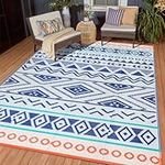 Outdoor Rugs Patio Camping Waterproof - 5x8 Plastic Straw Patio Rug Portable for Campers, Outside RVs Mat, Outdoor Area Carpet for Patios Clearance, Backyard Porch, Balcony, Picnic, Bohemian Style