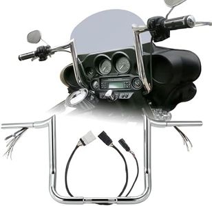 Pre-wired 1 1/4" Fat Ape Hangers Street Glide 12" Rise Handlebars for Harley 2008-2013 Street Glide/Electra Glide/Ultra Limited Bagger Meathook Bar with CAN-Bus/TBW, Chrome