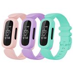 Faychey Compatible with Fitbit Ace 3 Strap for Kids 6+, Cute Colorful Silicone Rubber Sport Adjustable Waterproof Wristband Compatible for Fitbit Ace 3 for Girls Boys, PinkSand+Lavender+Marine Green