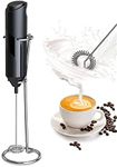 TOCHANGE Coffee Milk Frother, Portable Milk Frother Handheld Foamer with Stainless Steels Stand for Lattes, Cappuccino, Frappe, Chocolate, Matcha, Electric Milk Frother (Black)