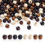 Craftdady 400Pcs Large Hole Barrel Wood Loose Beads 4 Colors Natural Wooden Dreadlock Hair Braid Beads 11-12x11-12mm for Macrame Rosary Bracelet Jewelry Craft Making Hole: 3-5mm