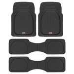 Motor Trend Original FlexTough Black Rubber Car Floor Mats for 3 Row Vehicles, Front & Rear 2nd Row Deep Dish All Weather Automotive Heavy Duty Trim to Fit, Automotive Liners for Cars Truck Van SUV