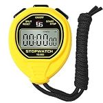 FCXJTU Digital Waterproof Stopwatch, No Bells, No Whistles, Simple Basic Operation, Silent, Clear Display, ON/Off, Large Display for Swimming Running Training Kids Coaches Referees Teachers (Yellow)
