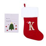 20 Inches Monogram Christmas Stockings with Letters, Unique Red Velvet with White Super Soft Plush Xmas Stockings Red Letter Stockings for Christmas Holiday Xmas Season Decor (K,Red)