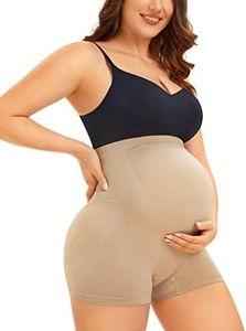Gotoly Maternity Shorts for Women Seamless Pregnancy Shapewear High Waist Mid-Thigh Compression Underwear for Belly Support (Beige, Medium)