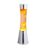 Fisura - Orange Magma lamp from The 70s. Chrome Base, Transparent Liquid and Orange Motion lamp. 2 Wax lamp Bulbs Included. 11 cm x 11cm x 39,5 cm. UK Plug.