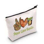 WZMPA Funny Tequila Cosmetic Bag Tequila Drinker Gift Peace Love Tequila Makeup Zipper Pouch Bag For Women Girls, Peace Tequila, Fit