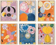 HAUS AND HUES Abstract Wall Art with Frame - Set of 6 Famous Artist Paintings, Abstract Colorful Wall Art, Geometric Wall Decor, Hilma af Klint Gallery Wall Set, Painting Set (Beige Frame, 11x14)