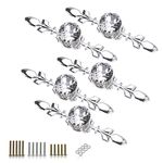 BTSKY 5 Pack Crystal Drawer Knobs with Silver Plate - Diamond Shape Cabinet Drawer Knob Drawer Pull Handle Cupboard Wardrobe Drawer Pull Handle Furniture Knobs with Screws (170MM)