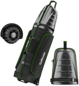 Golf Travel Bags for Airlines with Carbon Fiber Hard Top, Protective Club Traveling Cover with Wheel, Golf Club Carrier Case for Airplanes, Thick Padding, Durable Zipper and 2 Sided Spacious Pockets
