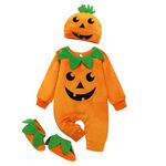 LIKPOJA Newborn Baby Boys Girls My 1st Halloween Outfits One-piece Halloween Clothes Pumpkin Rompers for 0-36 Months Infant Toddler bodysuit jumpsuit(Pumpkin Romper B,6-12 Months)