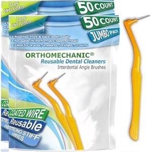 Orthomechanic Reusable Interdental Angle Brushes Jumbo Pack - Remove Plaque - Toothpick (Tight - Orange - 50 Count Pack of 2)