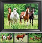 Wild Horses 3D Poster Wall Art Decor Framed Print | 12x16 inches | Natural Wildlife & Animal Landscape Lenticular Posters & Pictures