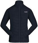 TCA Girls' Excel Runner All-Season Lightweight Water Repellent Packable Running Jacket - Navy Blazer, 12-14 Years