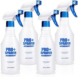 airbee Plastic Spray Bottles 4 Pack 16 Oz for Cleaning Solutions, Planting, Pet, Bleach Spray, Vinegar, Professional Empty Spraying Bottle, Mist Water Sprayer with Adjustable Nozzle & Measurements