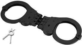 PRO-Cuff England Police Handcuffs. Real Metal Handcuffs. Heavy-Duty Steel. Professional Handcuffs. NIJ Standard Certified. Double-Lock. Hinged Link Folding Black Handcuffs with 2 Keys.