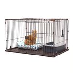 Iris Ohyama Dog Pen, H66cm, with Lockable Door, Brown, with Roof, Metal, Puppy Enclosure, For Rabbit Run, Indoor, Outdoor, Playpen for dog, cat, rabbit, pet, Dog Fence, easy assembly, STS-1200TY