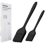 KitsKap Silicone Basting Brush for Cooking 2 Pcs Pastry Brush for Grilling,Oil,BBQ,Meat,Sauce,Baking (Black)