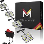 Mega Racer Super White LED Truck Bed Lighting Kit - 48 LED Chips with On/Off Switch, 12 Volt, IP68 Waterproof Rating, Universal Automotive Accessories for Pickup Truck Beds, 8 Pods