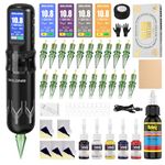 Tattoo Gun Kit,Solong Complete Wireless Tattoo Kit,7 Strokes Length 20pcs Cartridge Needles Tattoo Ink SL-TKE200A-1-CA