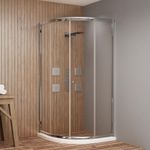 Hindware Italian Collection Quadra Corner Shower Enclosure | Half Round | 6mm Saint-Gobain Glass | Bend Sliding Doors | Chrome Brass Fittings | Aqua Clean Coating | 900x900x1950mm | 5-Year Warranty