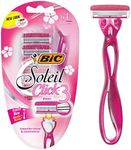 BIC Simply Soleil Click Women's Razors Kit - Pack of 1 Handle and 6 Cartridges, Pink, 1 Count (Pack of 1), 13109