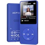 AGPTEK A02X 32GB MP3 Player with Bluetooth 5.3, 1.8 inch Screen Portable Music Player with Speaker, FM Radio, Voice Recorder, Supports Expanded Up to 128GB, Blue