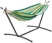 Amazon Basics Double Hammock with 2.74-meter Space Saving Steel Stand and Carrying Case, 450 lb Capacity, Vigor Green, 279.4 cm x 119.38 cm x 109.22 cm