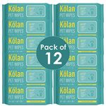 Kolan Eco-Friendly Pet Wipes Biodegradable Fabric • Fragrance Free Grooming Wet Wipes for Dog | Cat | Puppies | Rabbit | Small Pets, 60 Count, 12 Pack (Kolan Eco-Friendly Pet Wipe-12)