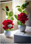 KanRaj ® Artificial Rose Flower Set of 2 Roses with Pot (Natural Looking)