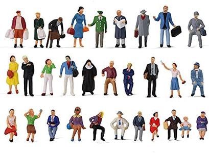 HO Scale 1:87 Standing Seated Passenger People Painted Figures for Model Train Layout (30PCS)