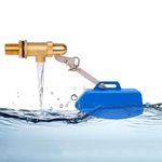 MUYIRTED 1/2" Brass Float Valve with Blue Plastic Float, Livestock Water Tank Automatic Water Fill Float Valve, Automatic Float Switch