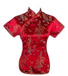 UK Seller Chinese Red Dragon & Phoenix Short Sleeve Top Shirt Blouse Despatch Same Working Day as Order Before 2pm (UK 12)