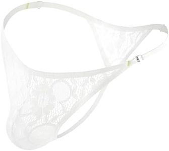 JOCKLAND Mens Lace Thong Sexy Low Rise T-back G-string with Adjustable Stretch Waistband Comfortable Men's Thong Underwear White