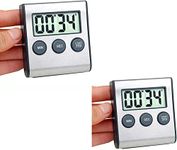 2 Pack Kitchen Timer, Digital Kitchen Timer Magnetic Countdown Timer with Loud Alarm Stainless Steel Kitchen Timer for Cooking, Baking, Sports Games