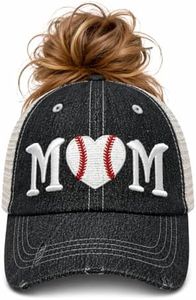 Cocomo Soul Womens Baseball Mom Hat | Baseball Mom Messy BUN HIGH Ponytail Hat | Baseball Love Hat | Baseball Mom Cap 209 Dark Grey