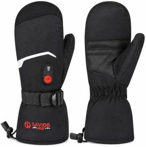 SAVIOR HEAT Heated Mittens for Men and Women, Rechargeable with Touchscreen 7.4V 2200mAh Battery Waterproof Ski Gloves for Skiing Snowboarding Camping Hiking