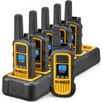 DeWALT Long Range Walkie Talkies for Adults - Professional Rechargeable Walkie Talkies with Charging Dock, VOX Licence-Free Handheld Two Way Radios for Work, Construction & Warehouse Teams. 6 Pack