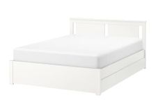 1CLIQKART SONGESAND Bed Frame with 4 Storage Boxes, white/Luröy160x200 cm (63x78 3/4 ")