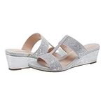 Bandolino Women's Iluvit Wedge Sandal, Silver 040, 8.5